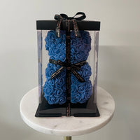 Mini Luxe Rose Bear 25cm in Dark Blue (Free Gift Box)