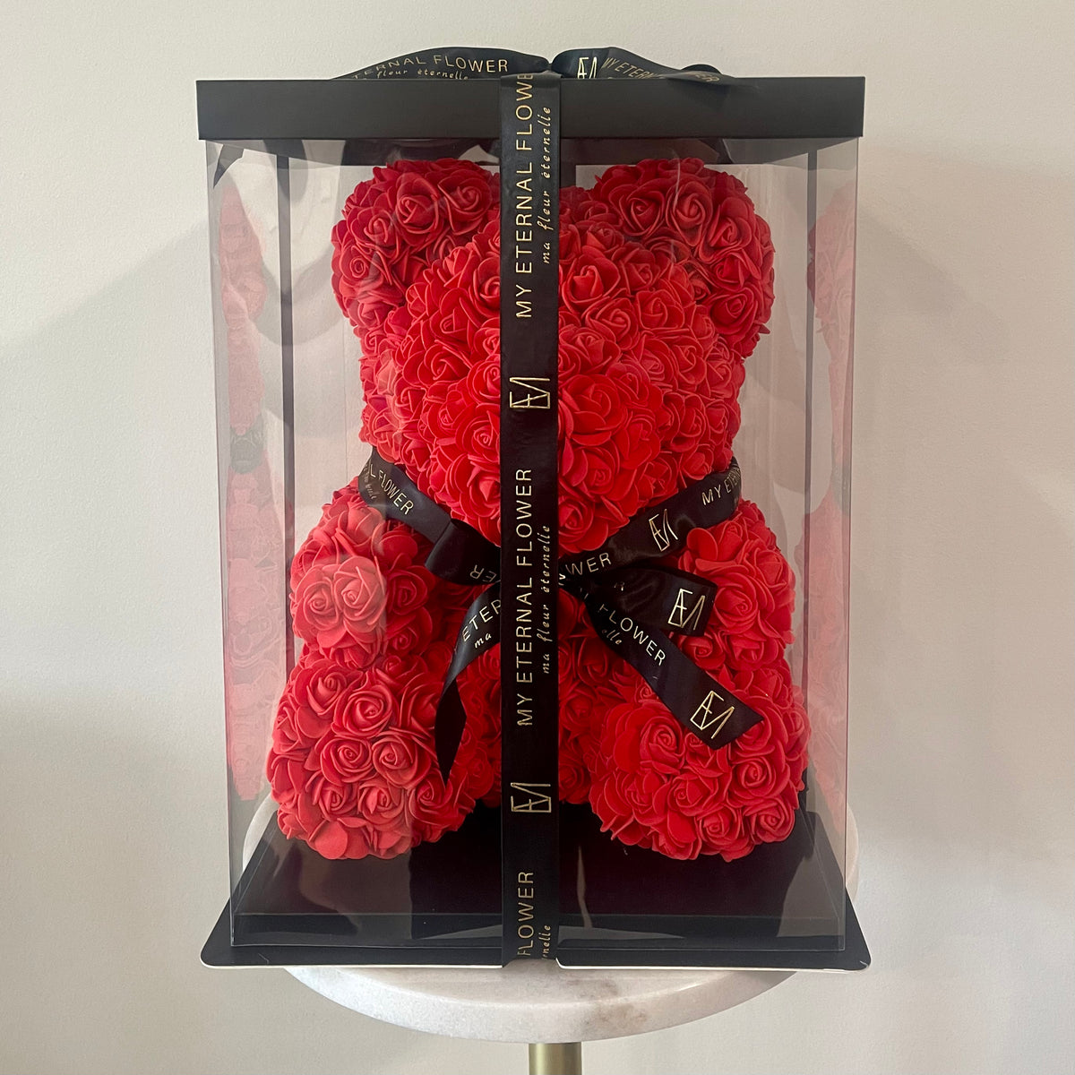 Luxe Rose Bear 40cm in Red (Free Clear Gift Box)