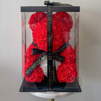 Luxe Rose Heart Bear 40cm in Red (Free Clear Gift Box)