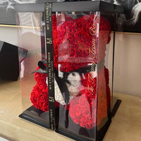 Luxe Rose Heart Bear 40cm in Red (Free Clear Gift Box)