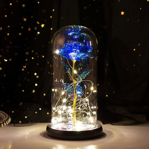 Blue LED Galaxy Rose Dome - My Eternal Flower