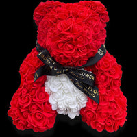 Luxe Rose Heart Bear 40cm in Red (Free Clear Gift Box) - My Eternal Flower