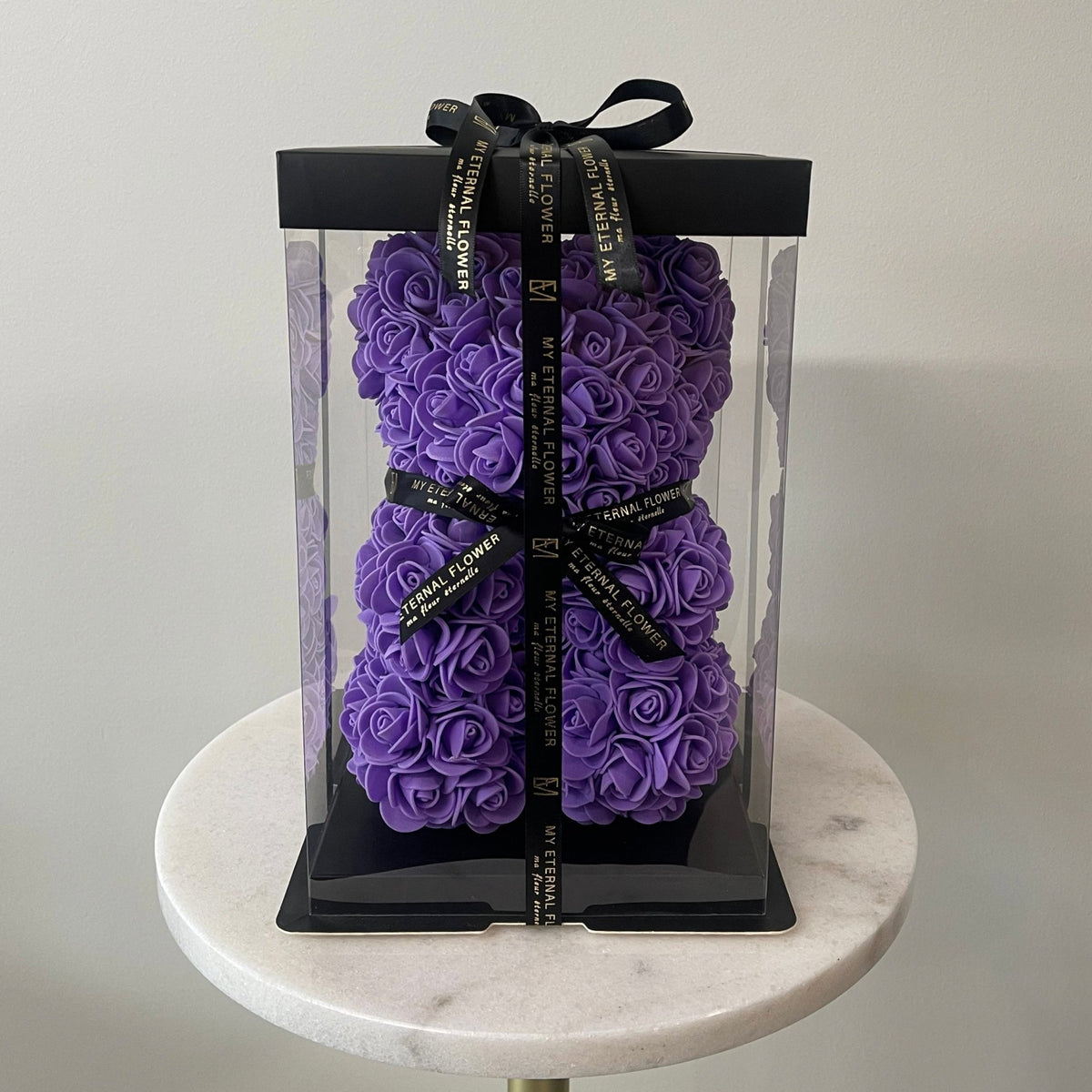 Mini Luxe Rose Bear 25cm in Purple (Free Gift Box) - My Eternal Flower