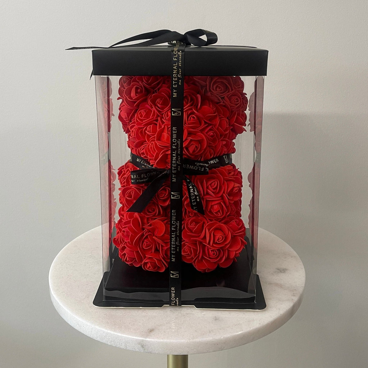 Mini Luxe Rose Bear 25cm in Red (Free Gift Box) - My Eternal Flower